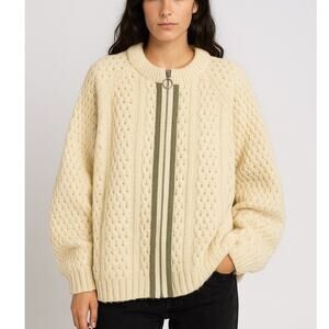Vintage Slieve League Handloomed Irish Wool Cardigan Fisherman Sweater